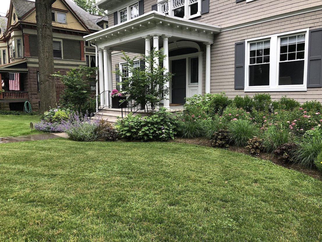 NJ home front yard entrance with beautiful landscaping.JPEG
