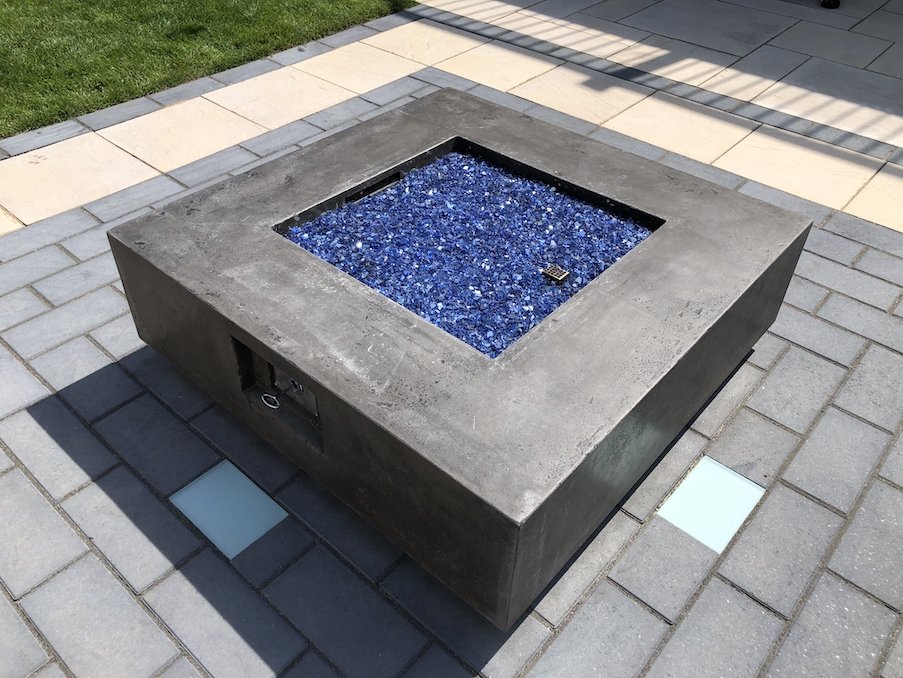 Custom concrete gas fire pit area for backyard in south orange nj.jpg